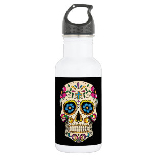Day of the Dead Sugar Skull with Cross 532 Ml Water Bottle