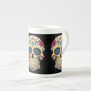 Day of the Dead Sugar Skull with Cross Bone China Mug
