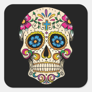 Day of the Dead Sugar Skull with Cross Sticker