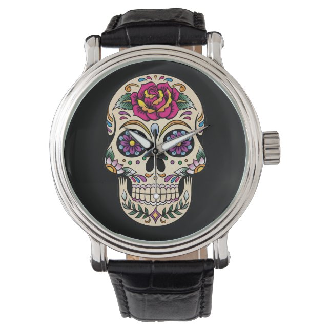 Day of the Dead Sugar Skull with Rose Watch (Front)