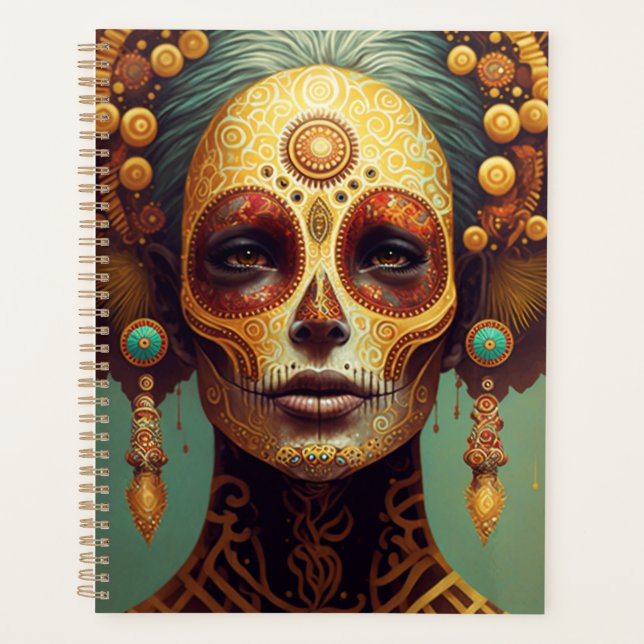 Day Of The Dead Sugar Skull Woman Planner (Front)