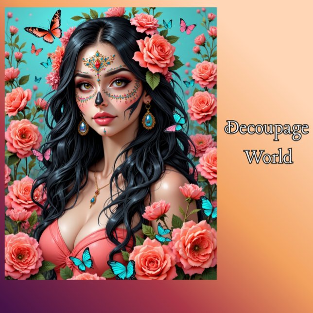 Day of the Dead Sugar Skull Woman Tissue Paper  (Creator Uploaded)