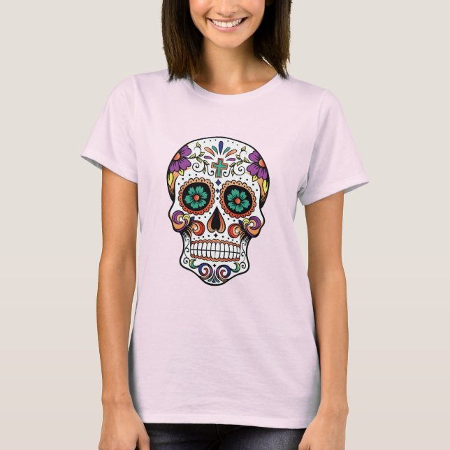 Day of the Dead Sugar Skull Women's Basic T-Shirt (Front)