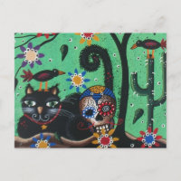 Day Of The Dead, Sugar Skulls, Black Cat, By Lori