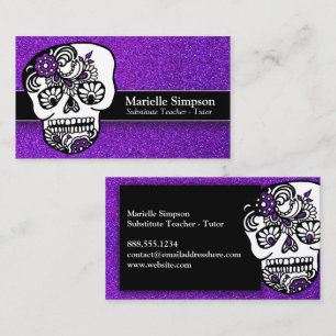 Day of the Dead Sugar Skulls Professional Glitter  Business Card