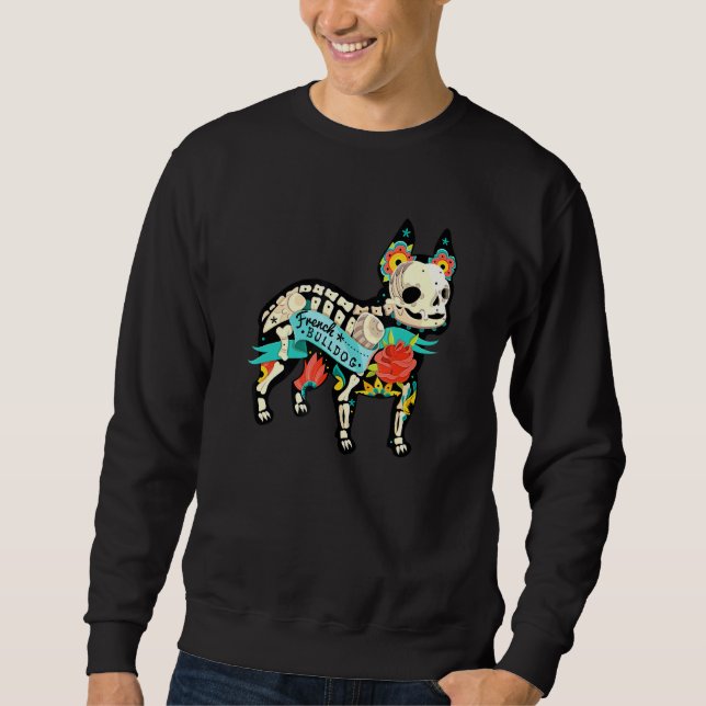 Day Of The Dead Tattoo Inspired French Bulldog Dog Sweatshirt (Front)