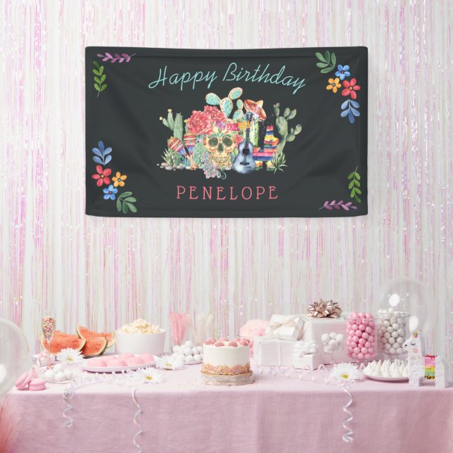 Day of the Dead Theme Personalised Birthday Party Banner (Party)