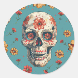 Day of the dead themed design classic round sticker