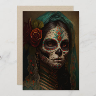 Day of the dead V3-Women Oil paint  Invitations 