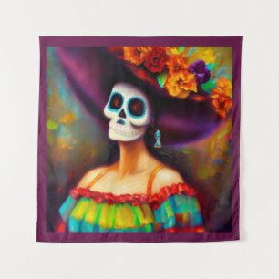 Day of the Dead Woman 4 Tapestry
