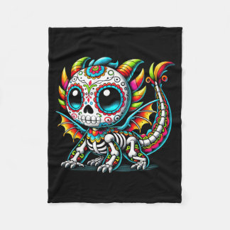 Day Of The Government Agencyd Sugar Skull Dragon Fleece Blanket