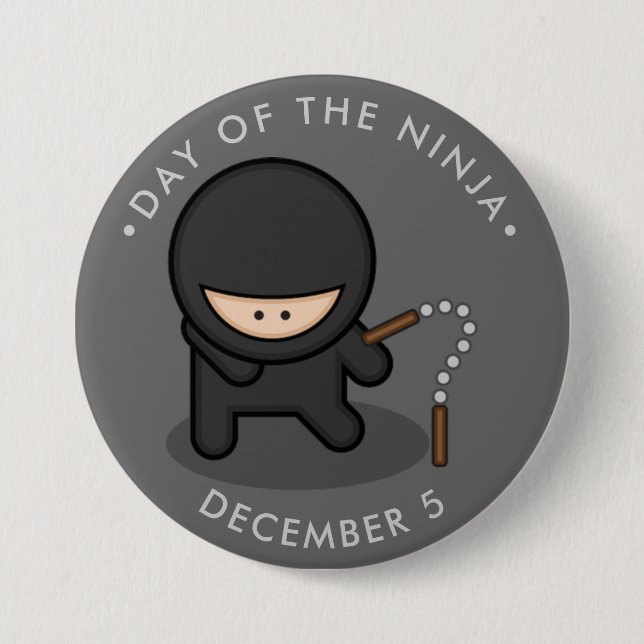 Day of the Ninja, cartoon nunchucks 7.5 Cm Round Badge (Front)