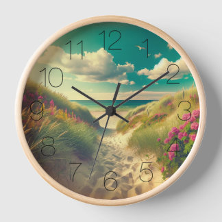 Day On The Beach Edit Retro Look Clock