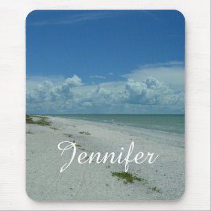 Day On Tropical Beach Photo Personalised With Name Mouse Pad