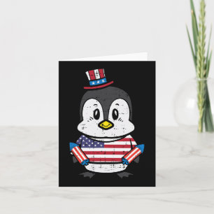 Day Penguin 4th July America Toddler Boys Kids Card