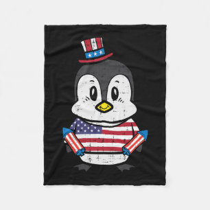 Day Penguin 4th July America Toddler Boys Kids Fleece Blanket