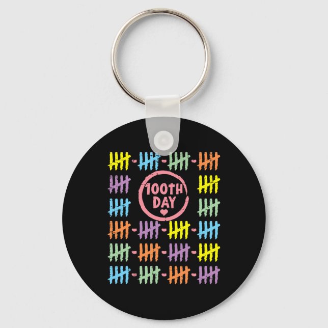 Day Rainbow Lines Tally Marks 100 Days Of School G Key Ring (Front)