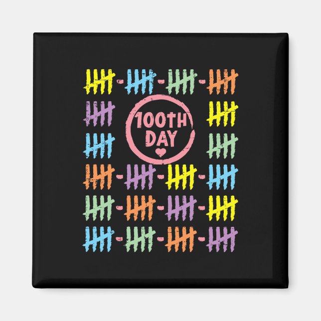 Day Rainbow Lines Tally Marks 100 Days Of School G Magnet (Front)