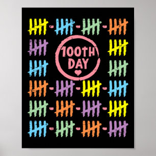 Day Rainbow Lines Tally Marks 100 Days Of School G Poster