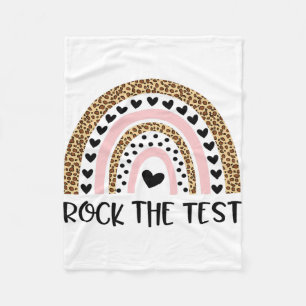 Day Rock The Test Teacher Funny Rainbow Testing Da Fleece Blanket