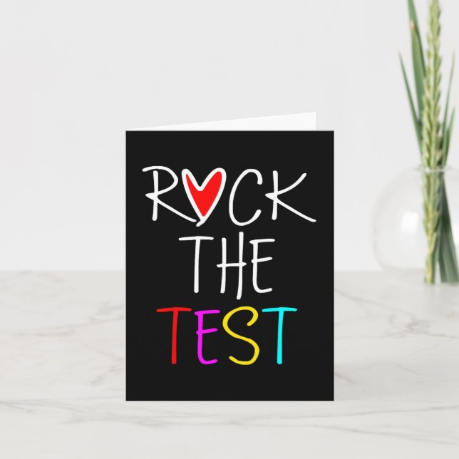 Day Rock The Test Teacher Testing Day Funny Teache Card (Front)