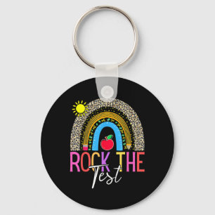 Day Rock The Test Teacher Testing Day Leopard Rain Key Ring
