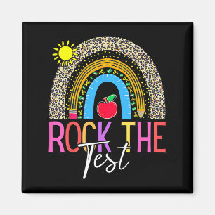 Day Rock The Test Teacher Testing Day Leopard Rain Magnet