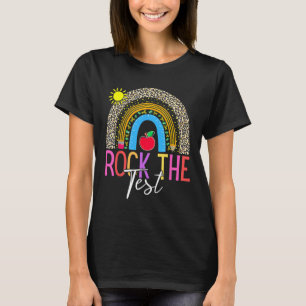 Day Rock The Test Teacher Testing Day Leopard Rain T-Shirt