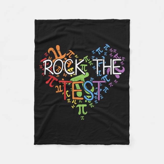 Day Rock The Test Teacher Testing Day Rainbow Teac Fleece Blanket (Front)