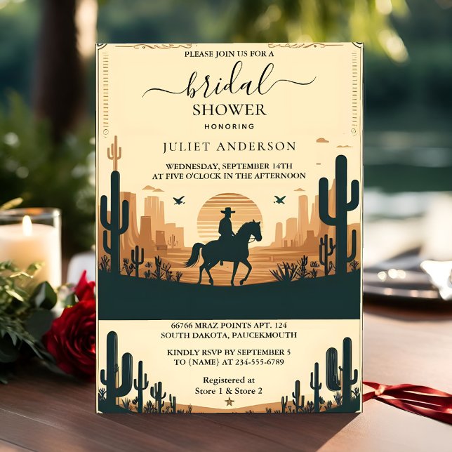 Day Rodeo Retro Horse Rustic Western Bridal Shower Invitation (Creator Uploaded)