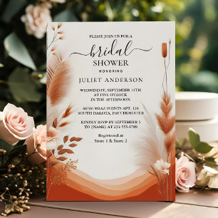 Day Rustic Boho Autumn Ombre Brown Bridal Shower Invitation