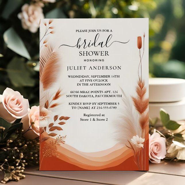 Day Rustic Boho Autumn Ombre Brown Bridal Shower Invitation (Creator Uploaded)