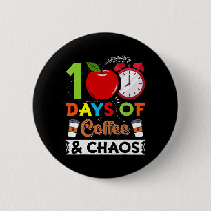 Day School Costume Teacher 100 Days Of Coffee And  6 Cm Round Badge
