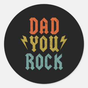 Day Shirt Funny Dad You Rock Guitar Vintage Adults Classic Round Sticker