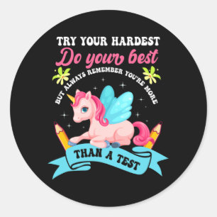 Day Shirt Unicorn Test Day  Classic Round Sticker