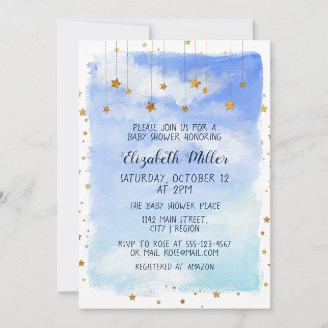 Day Sky With Bright Stars Baby Shower Invitation (Front)