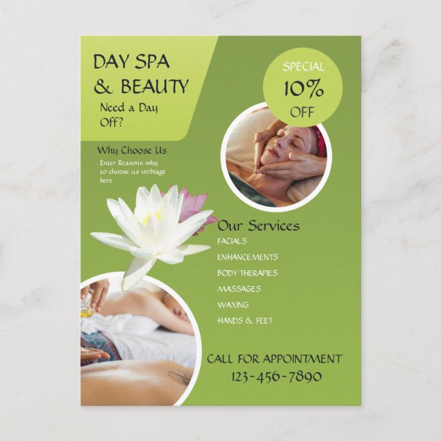 Day SPA Business Postcard (Front)