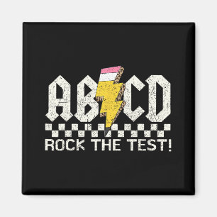 Day Teacher Testing Retro Abcd Rock Test Day Schoo Magnet