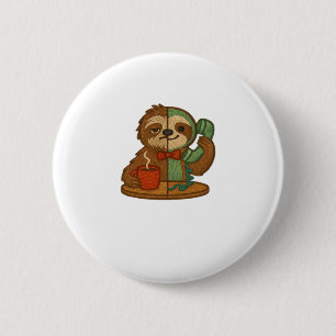 Day-to-Night Sloth Glow-Up Patch � Embroidered Tra 6 Cm Round Badge