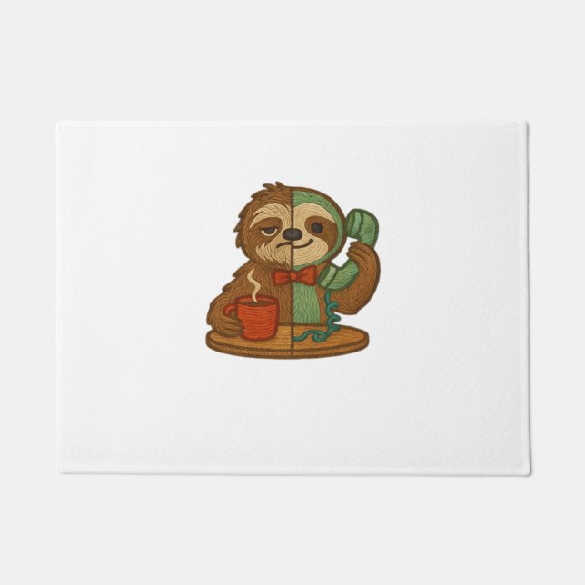 Day-to-Night Sloth Glow-Up Patch � Embroidered Tra Doormat (Front)