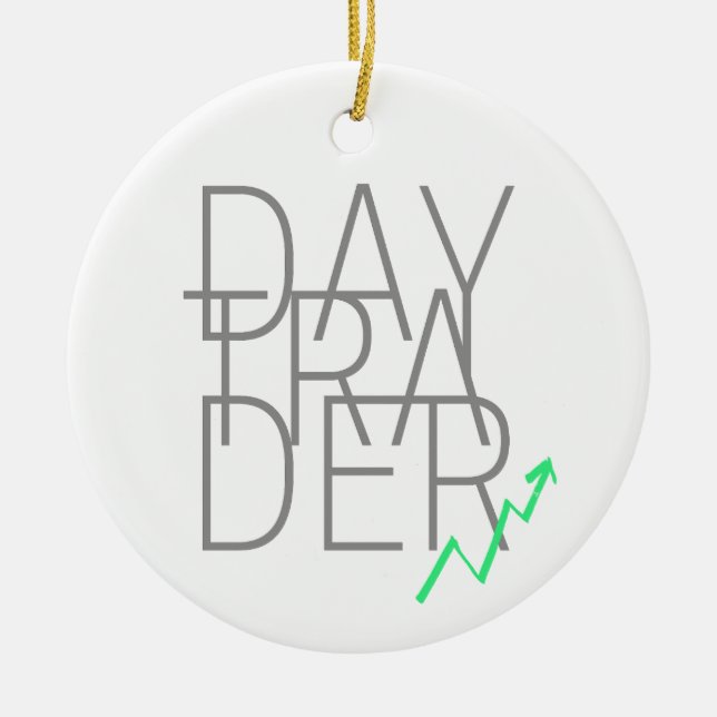 Day Trader and Cryptocurrencies Stock Exchange Ceramic Tree Decoration (Front)