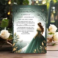 Day Trees Gold Mint Glam Emerald Green Quinceanera