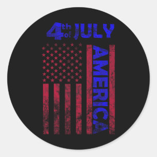 Day Usa America Flag 4th Of July Happy Funny Classic Round Sticker