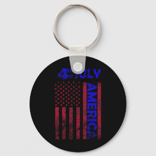 Day Usa America Flag 4th Of July Happy Funny  Key Ring