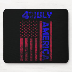 Day Usa America Flag 4th Of July Happy Funny  Mouse Pad