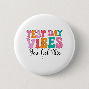 Day Vibes Groovy Testing Day Teacher Student Women 6 Cm Round Badge
