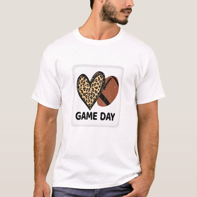Day With Leopard Heart Football T-Shirt (Front)