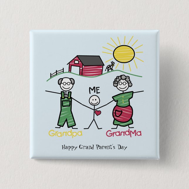 Day with the Grandparent's- 15 Cm Square Badge (Front)