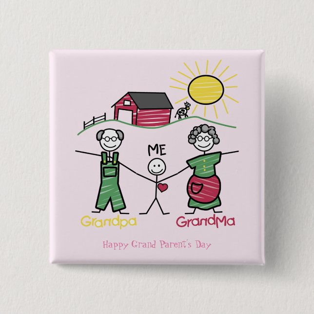 Day with the Grandparent's- 15 Cm Square Badge (Front)