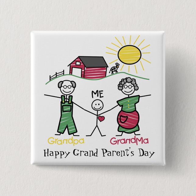 Day with the Grandparent's - 15 Cm Square Badge (Front)